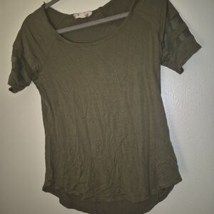 Hippie Rose Army Green Short Sleeve Top